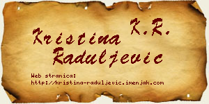 Kristina Raduljević vizit kartica
